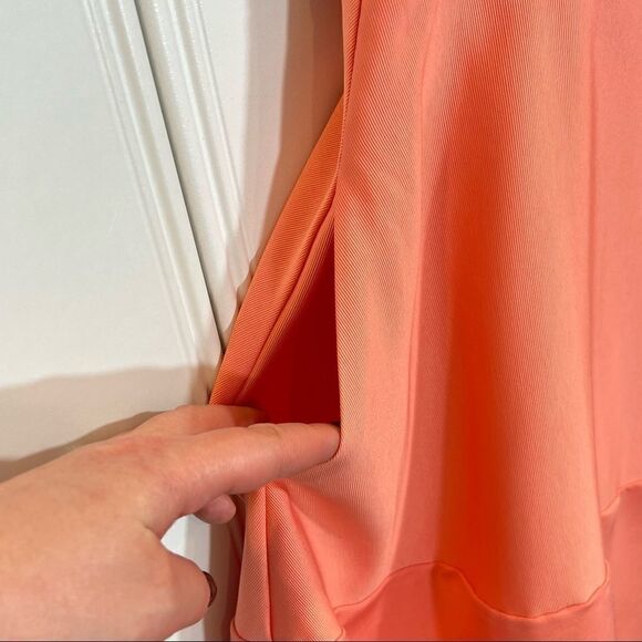 Rachel Rachel Roy Coral Salmon Pink Black Bandage Mini Dress Stretch Fit Flare 4 - Picture 6 of 12